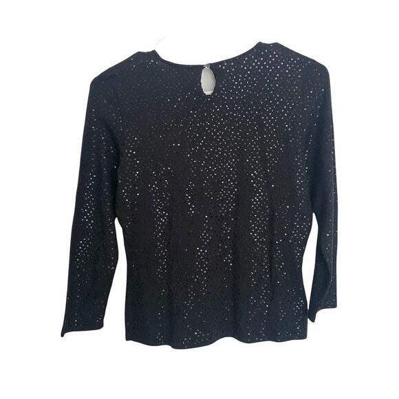 Ann Taylor Black Sequin Sweater Sz S - Picture 3 of 8